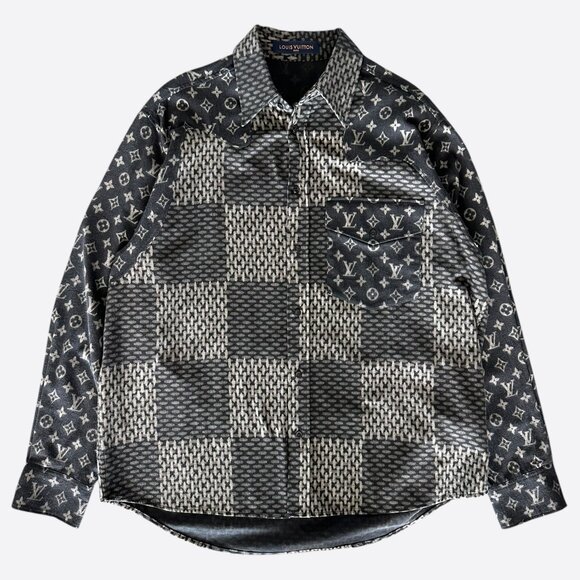 Louis Vuitton Nigo Grey Giant Damier Monogram Button Up Shirt - Picture 1 of 7